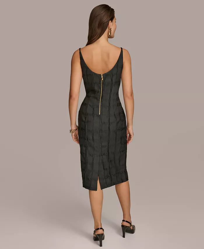 Donna Karan New York – Vestido Jacquard Sheath Negro