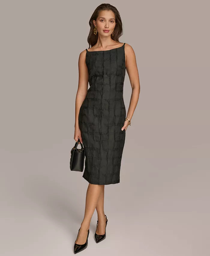 Donna Karan New York – Vestido Jacquard Sheath Negro