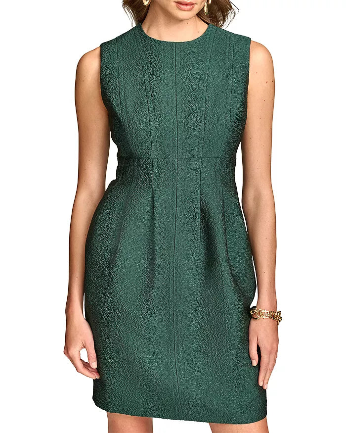 Donna Karan New York – Vestido Metallic Jewel-Neck Verde Spruce Talla 2