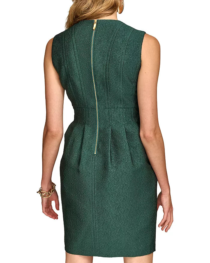 Donna Karan New York – Vestido Metallic Jewel-Neck Verde Spruce Talla 2