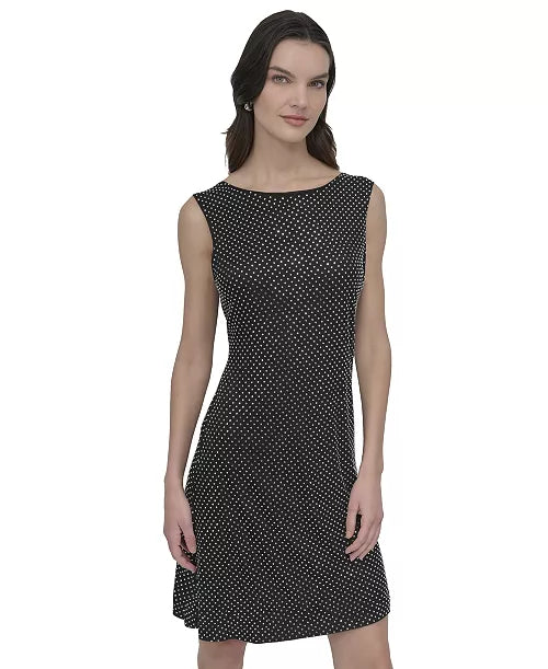 DKNY Womens Embellished Cowl-Back Fit & Flare Dress Black 2