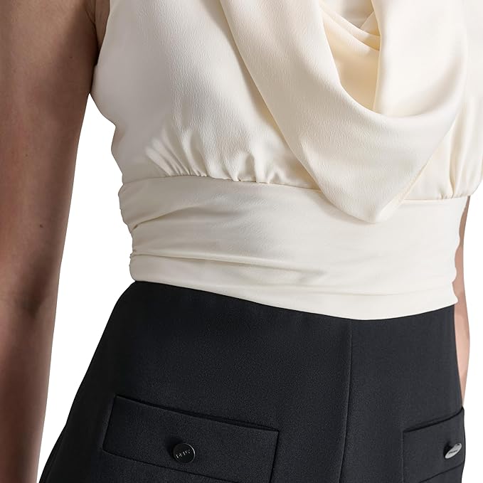 DKNY Jumpsuit Cropped de Pierna Ancha con Cuello Cowl