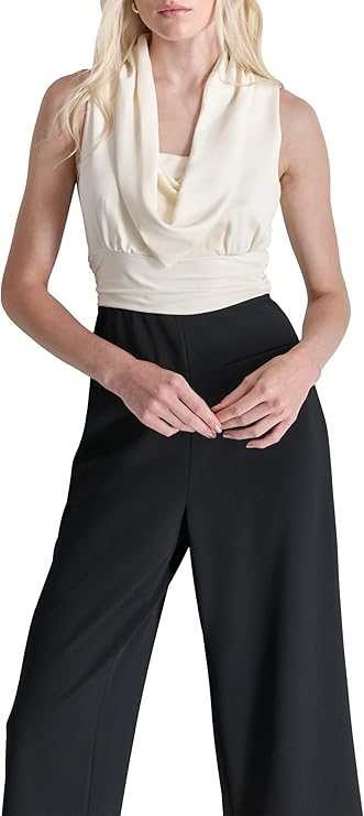 DKNY Jumpsuit Cropped de Pierna Ancha con Cuello Cowl