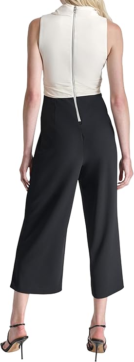 DKNY Jumpsuit Cropped de Pierna Ancha con Cuello Cowl