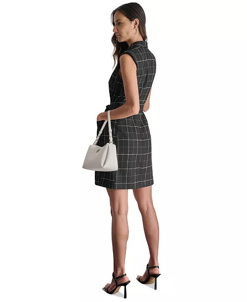 DKNY Vestido Blazer a Cuadros con Cinturón
